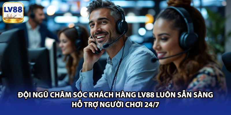 Đội ngũ chăm sóc khách hàng LV88 luôn sẵn sàng hỗ trợ người chơi 24/7